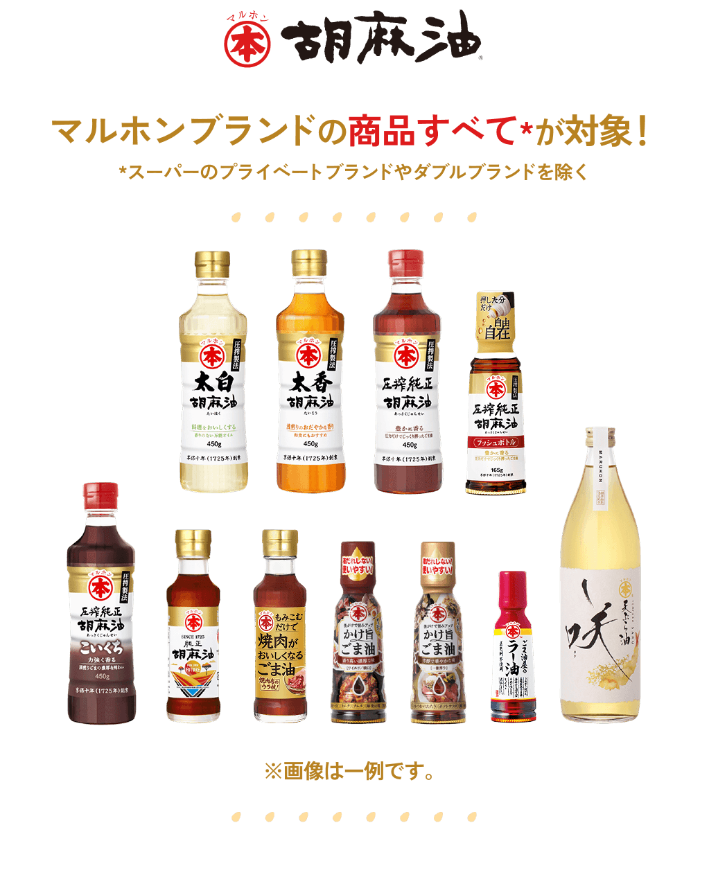 (対象商品画像)マルホンブランドの商品すべて*が対象！スーパーのプライベートブランドやダブルブランドを除く